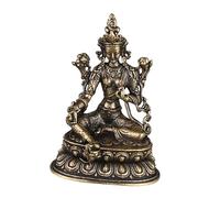 MUCKLILY Retro Brass Tara Buddha Statue Decorative Ornament for Home Office Temple Vibrant Southeast Asian Style Desktop Decor Positive Energy Blessing Sculpture