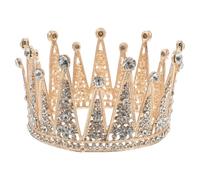 MUCKLILY Rhinestone Bridal Crown Headband for Women Wedding, Large Crystal Princess Tiara Hairpiece, Gold Wedding Headdress for Bride Birthday and Special Occasions