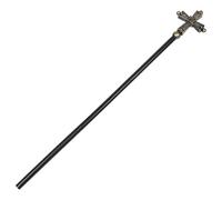 MUCKLILY Roman Pope Cross Scepter 114Cm Silver Role Play Accessory Prop for Religious, Wizard, and Halloween Costume Use in Masquerade and Party