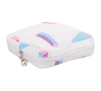 MUCKLILY Sanitary Napkin Storage Bag Purse Holder with Smooth Zipper Portable Design Oxford Cloth Beautiful Pattern White for Women Travel