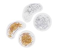 MUCKLILY Sequins Gel Eye Care Patches 4pcs Cooling Reusable Eye Gel Ice Packs Swelling Relief and Dark Circles Treatment Set (silver Gold)