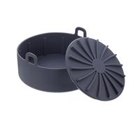 MUCKLILY Silicone Hand-held Steam Basket for Air Fryer 7.5 Inch Gray Multifunctional Bbq Plate Non-stick Food Steamer Basket Kitchen Cooking Supplies