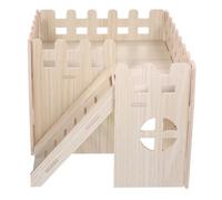 MUCKLILY Small Pets Hideout House Wooden Hamster House Double Deck with Climbing Ladder Promotes Clean Healthy Living Environment Solid Wood for Hamsters Guinea Pigs