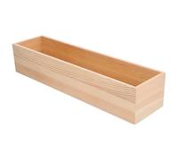 MUCKLILY Small Wooden Storage Box 40x10x8cm Unfinished DIY Craft Organizer with Open Top for Desktop and Jewelry Display
