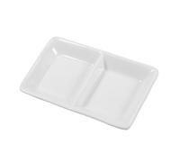 MUCKLILY Snack Dish Seasoning Dish Serving Platter Compartment Soy Porcelain Appetizer Plates Divided Bowl Sauce Dip Seasoning Platters Tray Divided Snack White re-usable