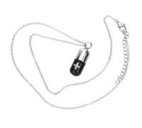 MUCKLILY Stainless Steel Pill Shaped Pendant Necklace Long Chain Men Choker for Ashes Storage Unique Neck Decoration for Memorial Remembrance Lightweight and Durable Cremation Urn