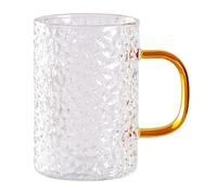 MUCKLILY Thickened Glass Handheld Tea Mug 300ml with Gold Handle, Creative Hammered Texture Beverage Cup for Home Use, Suitable for Green Tea and Hot Drinks
