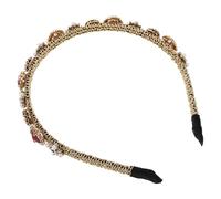 MUCKLILY Thin Edge Headband for Woman Gold Wire Wrapped Pearls and Water Diamonds Decorative Headdress for Chic Festival Hair Styling Hair Accessory