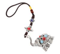 MUCKLILY Tibetan Buddhism Style Elephant Hanging Charm Ornament Lucky Amulet Pendant for Car Rearview Mirror Home Office Decor Spiritual and Protection Accessory