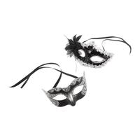 MUCKLILY Venetian Couple Masquerade Masks Set Half Face Plastic Masks 2pcs with Intricate Surface Painting and Portable Design for Men and Women Fit for Venice Carnival and Theater Events