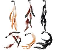MUCKLILY Vintage Bohemian Plume Hair Clips 6pcs 8-15cm Random Size Tassel Hair Extensions for Daily Wear and Festival Headdress