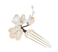 MUCKLILY Vintage Chinese Style Floral Hair Side Comb with Four Prong Insert, Traditional Asian Bridal Hairpin for Hanfu Hairstyles and Wedding Accessories