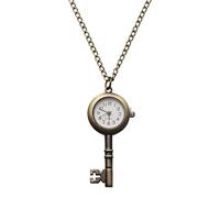 MUCKLILY Vintage Pocket Watch Necklace with Key Shape Bronze Quartz Movement Metal Case, Accurate Timekeeping, Stylish Retro Pendant Can Be Worn as Necklace for Shopping Or Daily Use