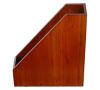 MUCKLILY Vintage Wooden Desktop Bookshelf Organizer Single Compartment Slant-Edge Book Holder Rack for Home Office, Vertical File Holder and Magazine Storage Shelf