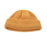 MUCKLILY Warm Fisherman Beanie Hat for Men and Women Knitted Brimless Winter Cap with Rolled Edge Soft Knit for Cold Weather Warmth and Stylish Comfort Orange