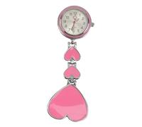 MUCKLILY Waterproof Nurse Fob Watch Love-Shaped Night Light Rose Red Clip-On Pocket Watch for Women Nurses