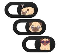 MUCKLILY Webcam Cover Slider Small Thin Movable Slider Dog Pattern Privacy Protection Cover for Desktop Computer and Smartphones Coffee Colour 3Pcs Set