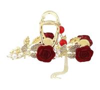 MUCKLILY Womens Rose Tassel Hair Claw Clip Extra Hair Holder for Thick Long Hair for Parties Weddings and Daily Use Stunning Pearl Decorated Design