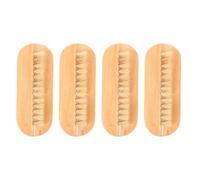 MUCKLILY Wooden Nail Scrubbing Brush 4pcs Two-sided Boar Bristle Fingernail Cleaner Pedicure Hand Brush for Nail and Finger Cleaning Random Color