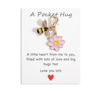 MUCOOS Bee Keychain Comes with Cardboard to Express Your Feelings, A Gift for Women, With Elegant Little Flowers, Small and Exquisite, Can Be Put into Pocket,Family Commemorative Keychain