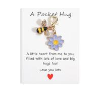 MUCOOS Bee Keychain, Cute Keyring for Women, With Elegant Little Flowers, Small and Exquisite to Put in Your Pocket, Companion Gift, Commemorative Keychain for Family