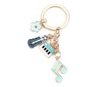MUCOOS Blue Music Keychain, Cute Keychain, Mini Musical Notes, Guitar, Piano Key Design, Gift for Friends, Gift for Music Lovers, Friendship Gift