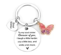 MUCOOS Butterfly Keychain, Friendship Keychain,Soul Sister Gifts,Personalised Gifts for Women,Graduation Gifts for Her,Thoughtful Gifts for Friends,Presents for Sister,Sister Gifts from Sister