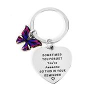 MUCOOS Butterfly Keychain, Personalized Keychain, Heart Shaped Keychain, Encourage Yourself, Motivational Gift, Keychain for Women, Cute and Elegant Keychain, Friendship Keychain, Gift for Friends