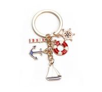 MUCOOS Charming Nautical Keychain,Gift for Friends, Sisters, Aunt or Travel Enthusiasts,Lighthouse, Lifebuoy, Ship Wheel and Anchor Pendant