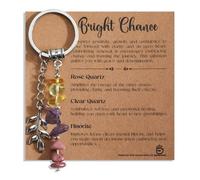 MUCOOS Crystal Keychain with Card, Featuring Different Colored Crystal Blessings, Gift for Friends or Mothers, Good Luck in the New Year,Keyring Natural Stone Fragments (color3)