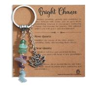 MUCOOS Crystal Keychain with Card, Featuring Different Colored Crystal Blessings, Gift for Friends or Mothers, Good Luck in the New Year,Keyring Natural Stone Fragments (color5)