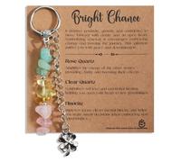 MUCOOS Crystal Keychain with Card, Featuring Different Colored Crystal Blessings, Gift for Friends or Mothers, Good Luck in the New Year,Keyring Natural Stone Fragments (color2)