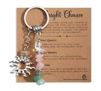 MUCOOS Crystal Keychain with Card, Featuring Different Colored Crystal Blessings, Gift for Friends or Mothers, Good Luck in the New Year,Keyring Natural Stone Fragments (color4)