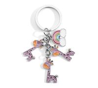MUCOOS Cute keychain with a purple cartoon giraffe and a rainbow pendant representing positivity, perfect as a birthday gift for a friend or as a thank you keychain