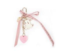 MUCOOS Cute Keyring, Rabbit Keychain, Personalized Keychain, Heart-Shaped Design, Bow Keychain Accessories,Keyrings for Women Fashion Bag Accessories, Sister's Birthday Gift, Daughter's Gift