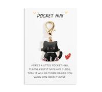 MUCOOS Cute Kitten Keychain, Pocketable, Comes with Text Card, Keyring Cat Lovers, Gift for Friends, Thoughtful Birthday, Thank You Gift
