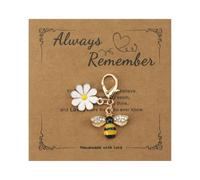 MUCOOS Cute Little Bee Keychain, Thank You Keyring, Elegant Bee and Small Yellow Flower Pendant, With Card, Bag Ornament, Thank You Gift for Teacher