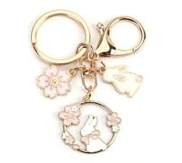 MUCOOS Cute Rabbit Keychain, Little White Rabbit Keyring, Exquisite Key Chains, Girl Keychain, Bag Decoration, Gift for Friends, Gift for Daughter