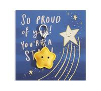 MUCOOS Cute Star Keychain with a Blue Card like the Sky, Graduation Gift, Gift for Mom, Elegant Keychain Pendant