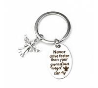 MUCOOS Drive Safe Keyring, Little Angel Keychain, Personalized Guardian Angel Keychain Accessories for Women