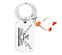 MUCOOS Duck Keyring,Teacher Keychain,Cute Cartoon Duck Keyring with Inspirational Phrase,Stainless Steel Key Chain for Kids,Appreciation Gifts for Women,Unique Teacher Thank You Gift,Keyring