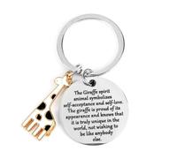 MUCOOS Giraffe Keychain, Personalised Keyring, Encourage Yourself, Personal Growth, Friendship Keychain, Personalized Metal Keychain, Cute Keychain,Inspirational Gifts,Novelty Keyrings