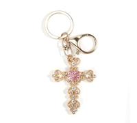 MUCOOS Gorgeous Hollow Cross Keychain, Inlaid with Crystals and Imitation Pearls, Is a Gift for Religious Believers, Holiday Gifts, Gifts for Women, Personalized Keychains,Keyrings for Crafts