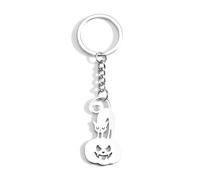 MUCOOS Halloween Keychain, Halloween Pumpkin and Cat Design, Key Ring Thank You Gift for Women, Thoughtful Gift for Friends, Metal Keychain