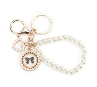 MUCOOS Imitation Pearl Keychain - Exquisite Bow Design for Ladies, Cute Fantasy Novel Keyrings - Special Friend Gifts for Women