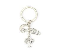 MUCOOS Jungle Animal Keychain, Cute and Funny Keychain, Gift for Adventurers and Animal Lovers, Silver Tree and Animal Pendant, Colour 3, S