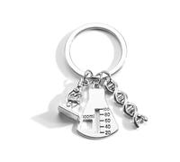 MUCOOS Keychain, Biological Gene Pendant, Chemical Measuring Cup, Microscope Pendant, Gifts for Researchers, Keyring (Silver2)