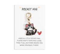 MUCOOS Keychain Comes with Cardboard, Gray Cat Gift, Friend Keyring, Birthday Gift for Cat Lovers, Cute and Fashionable Bag Charm