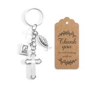 MUCOOS Keychain Gift Set with Cross and Bible, Thank You God, Jesus Believer Keychain, Cute Key Ring, Bag Decoration, Suitable for Friends and Teachers
