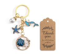 MUCOOS Keyring Cute Sea Turtle, Fish Tail, Starfish Pendant Keychain Set Gifts for Women, Best Friend, Teacher Appreciation, Birthday, Thank You Bag Charm, Key Ring, Friendship Gift for Her